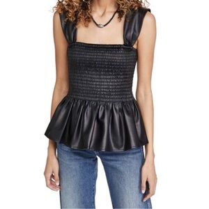 STAUD - Black Faux Leather Tank Top